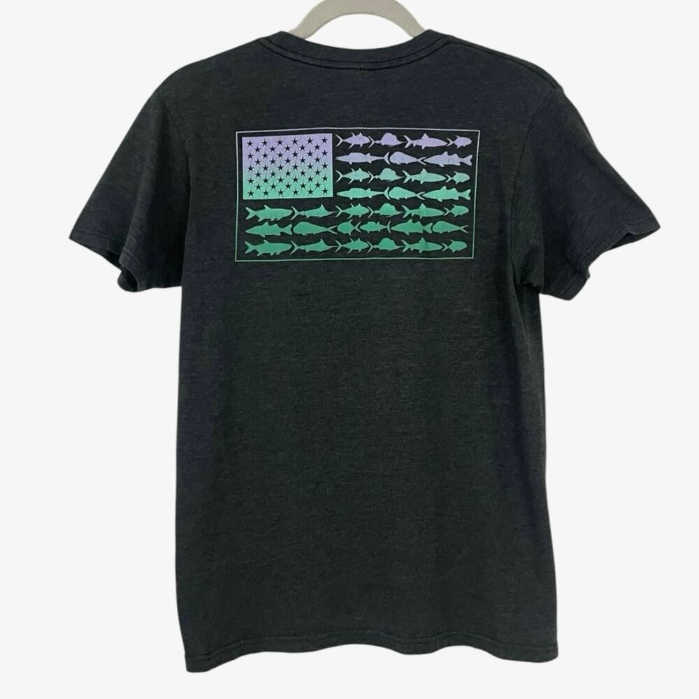Columbia Mens Grey PFG American Flag Fish Graphic Tee